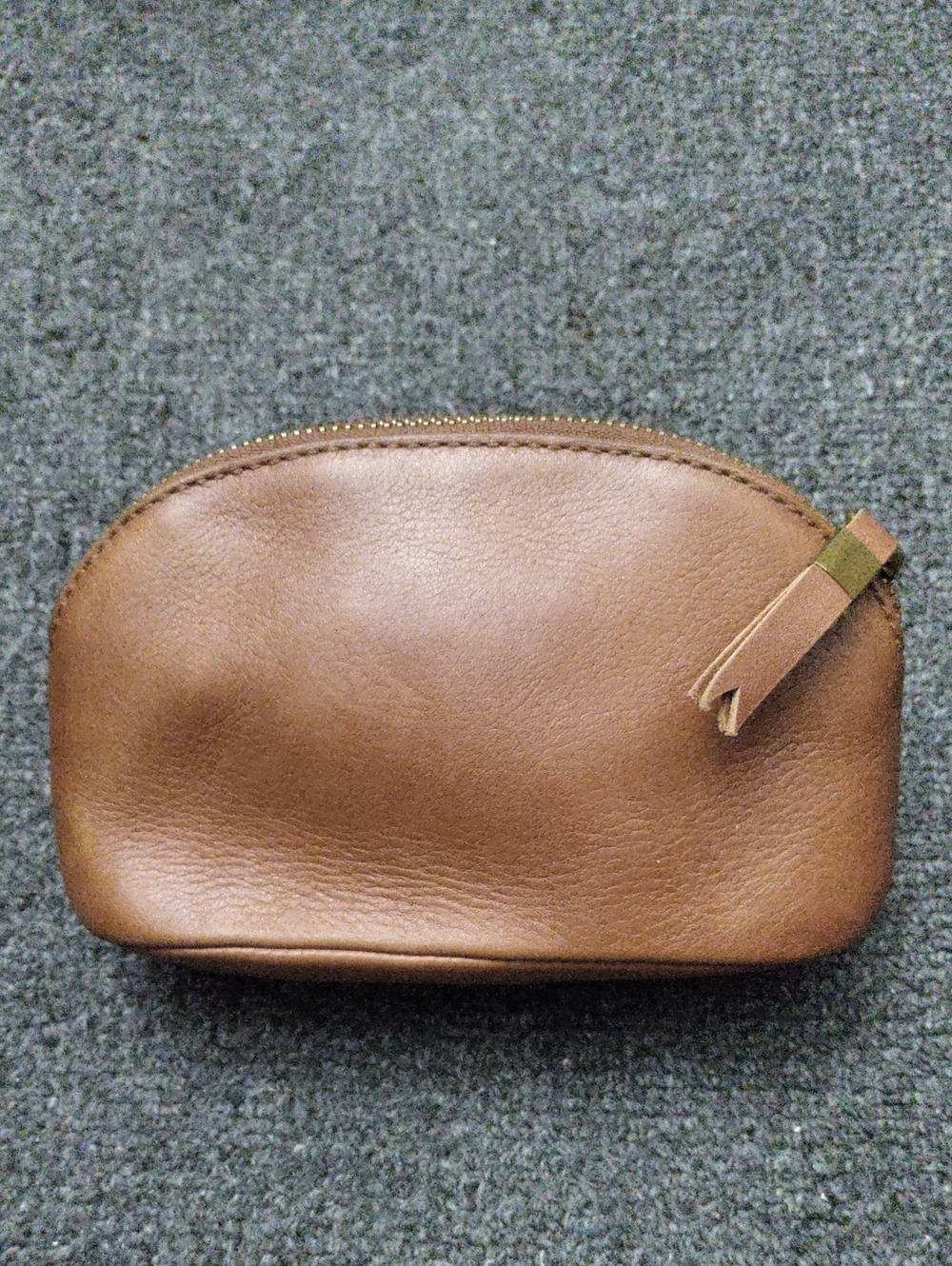 Madewell Brown Leather Zip Cosmetic Pouch